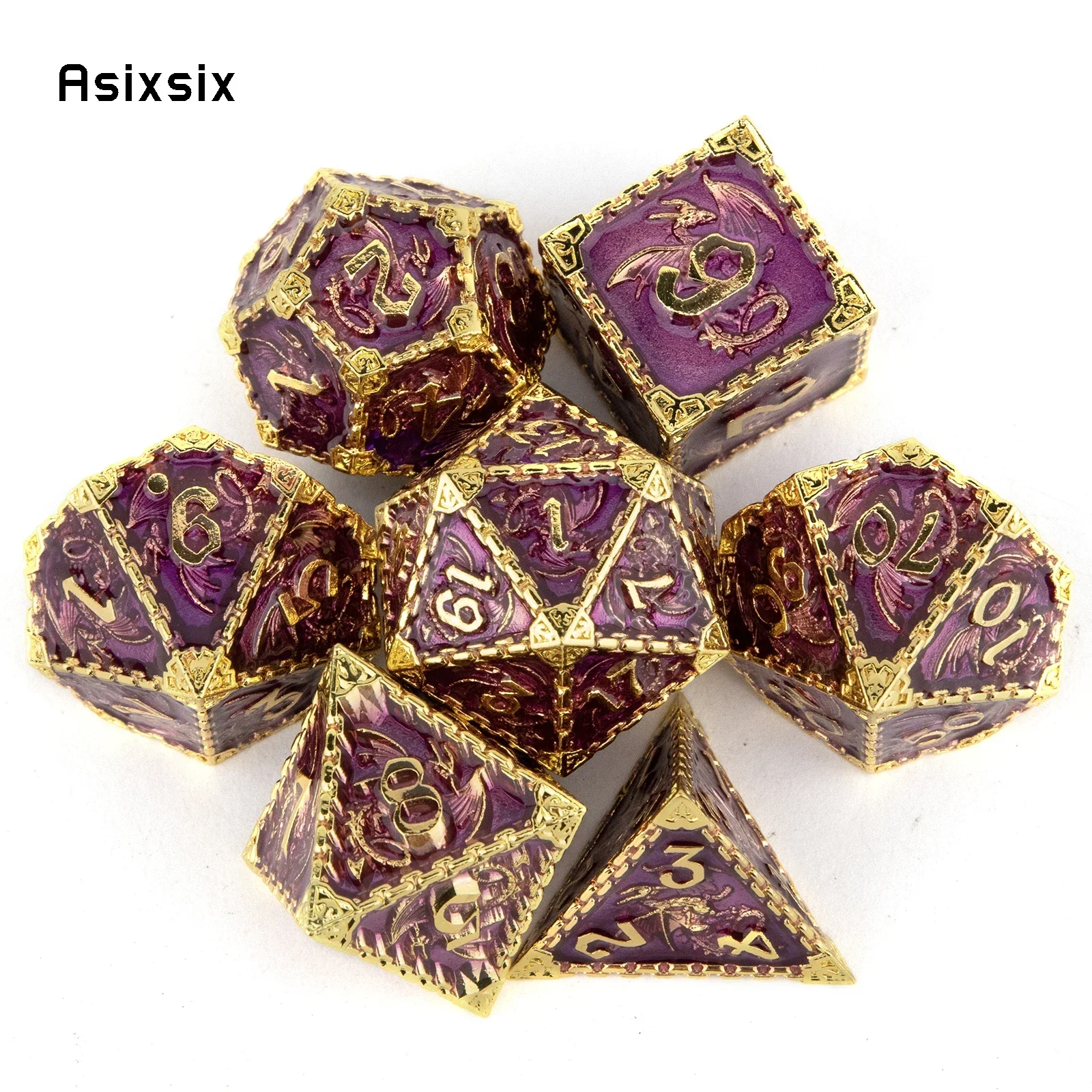 7 Pcs Light Purple Dragon Metal Dice Solid Metal Polyhedral Dice Set Suitable for Role-Playing RPG Board Game Gift
7 Pcs Light Purple Dragon Metal Dice Solid Metal Polyhedral Dice Set Suitable for Role-Playing RPG Board Game Gift