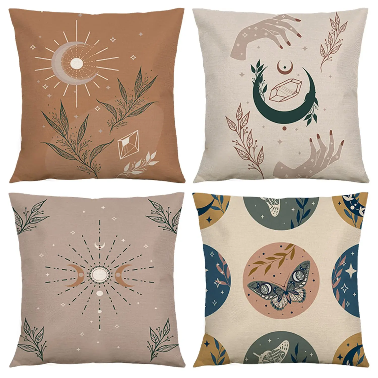 Boho Abstract Throw Pillow Cover 18x18 Set of 4,Sun and Moon Phase Moth Butterfly Crystal Hand Linen Square Pillow Cushion Cases
Boho Abstract Throw Pillow Cover 18x18 Set of 4,Sun and Moon Phase Moth Butterfly Crystal Hand Linen Square Pillow Cushion Cases