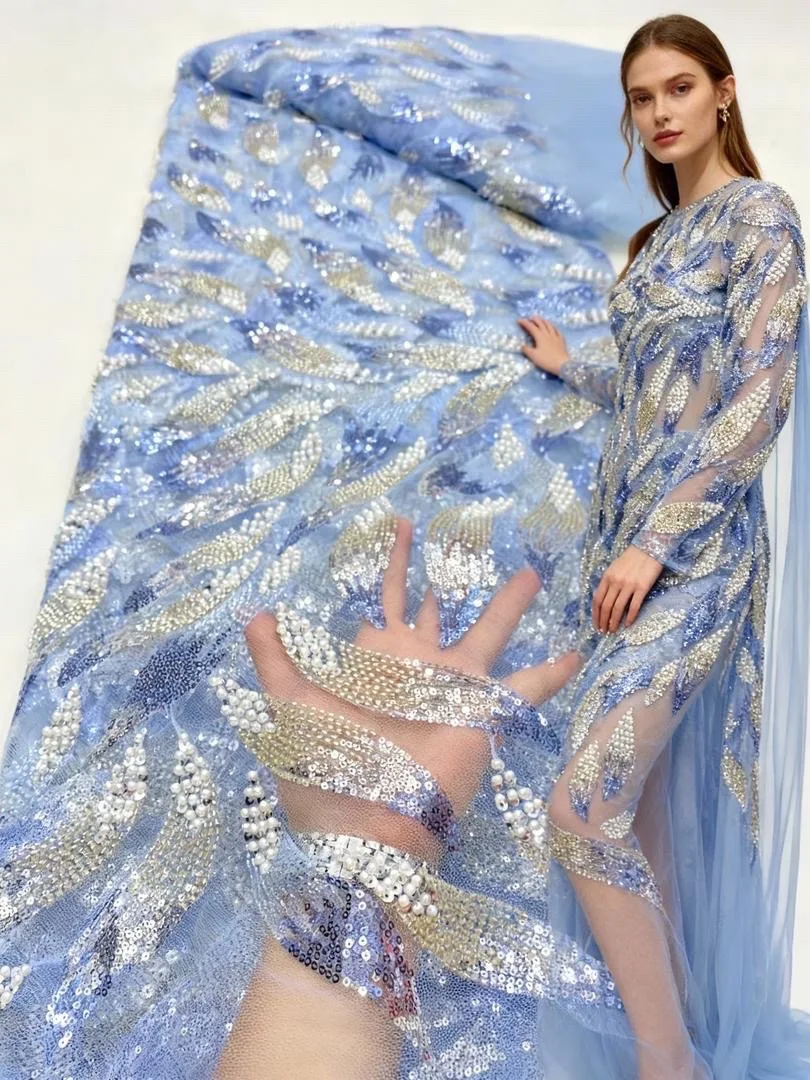 Blue African Beads Embroidery French Sequins 2025 High Quality for Nigerian Weddings And Parties Fabric Trims And Embellishments
Blue African Beads Embroidery French Sequins 2025 High Quality for Nigerian Weddings And Parties Fabric Trims And Embellishments