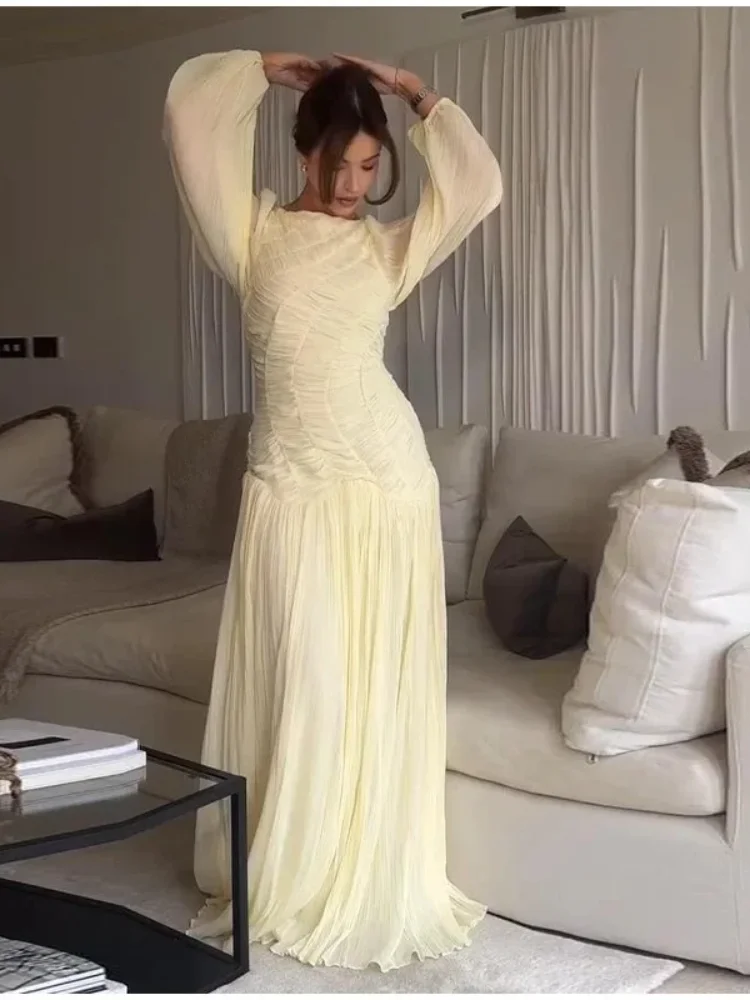 Solid Elegant Ruffle Patchwork Dress O Collar Long Sleeves Slim Fit Elastic High Waist Women Robes 2025 Lady Party Evening Gown
Solid Elegant Ruffle Patchwork Dress O Collar Long Sleeves Slim Fit Elastic High Waist Women Robes 2025 Lady Party Evening Gown