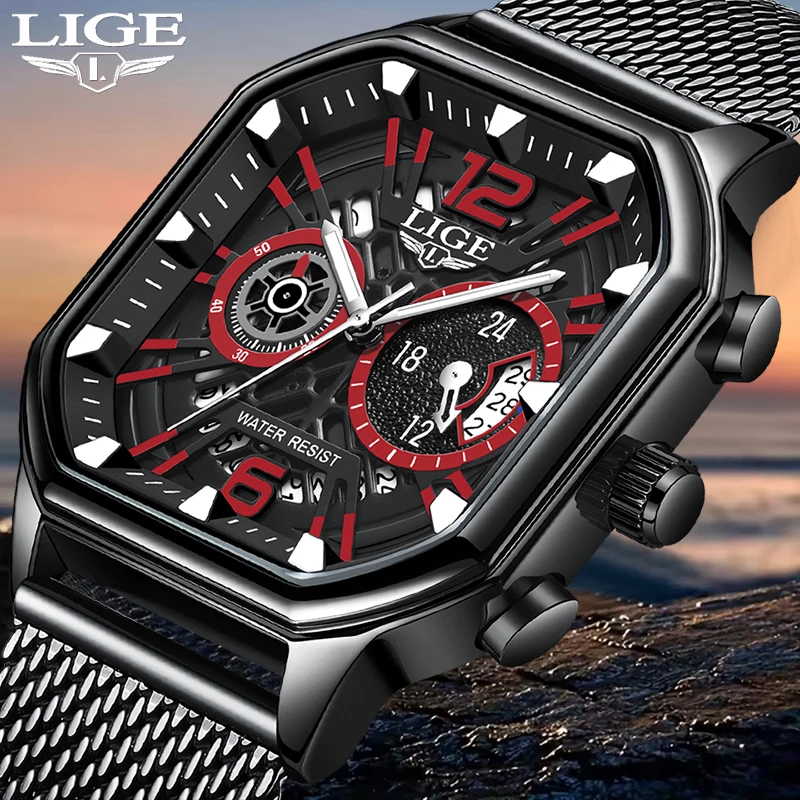 LIGE Fashion Square Watch Men Top Brand Luxury Military Sports Waterproof Men's Quartz Watches Casual Luminous Date Chronograph
LIGE Fashion Square Watch Men Top Brand Luxury Military Sports Waterproof Men's Quartz Watches Casual Luminous Date Chronograph