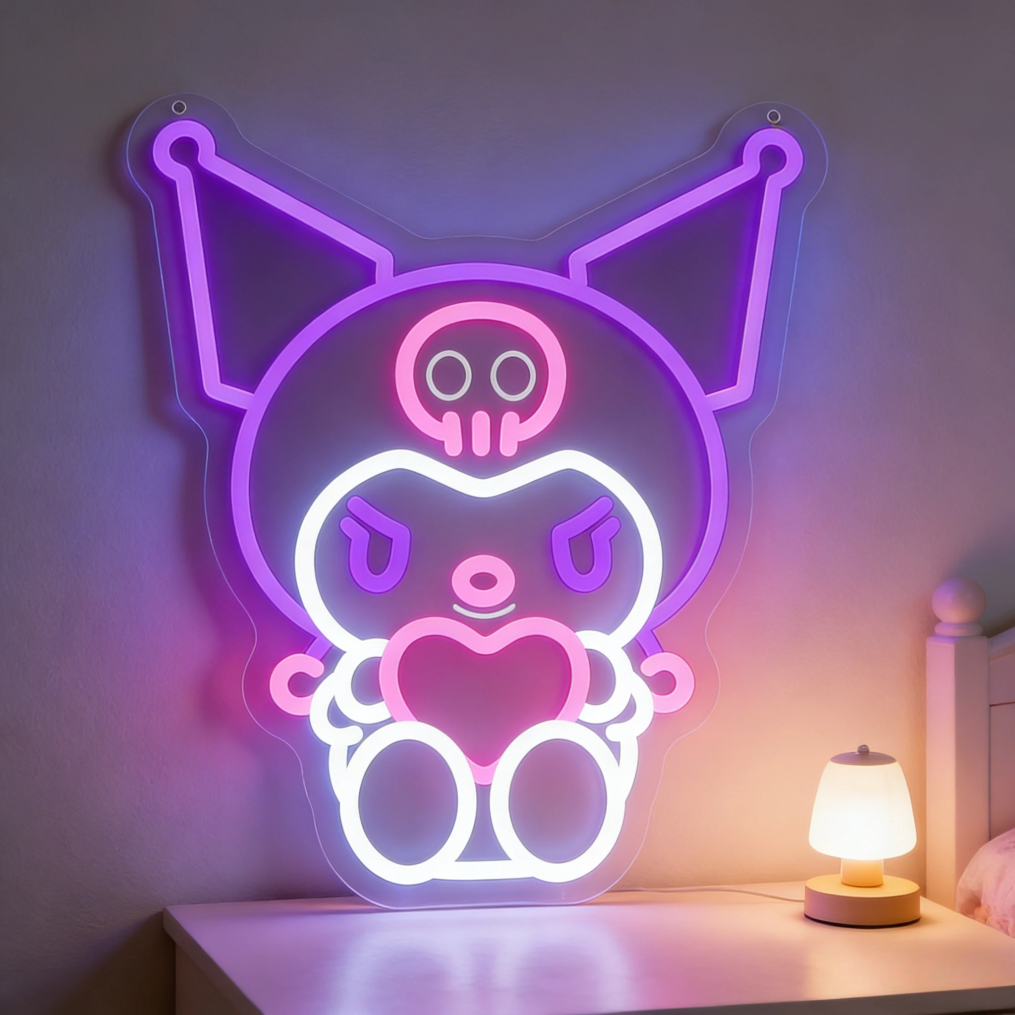 Neon Sign Kuromi LED Night Light Purple Wall Art Girl Bedroom Decor USB Powered Gothic Kawaii Mood Light Gift Home Decoration
Neon Sign Kuromi LED Night Light Purple Wall Art Girl Bedroom Decor USB Powered Gothic Kawaii Mood Light Gift Home Decoration