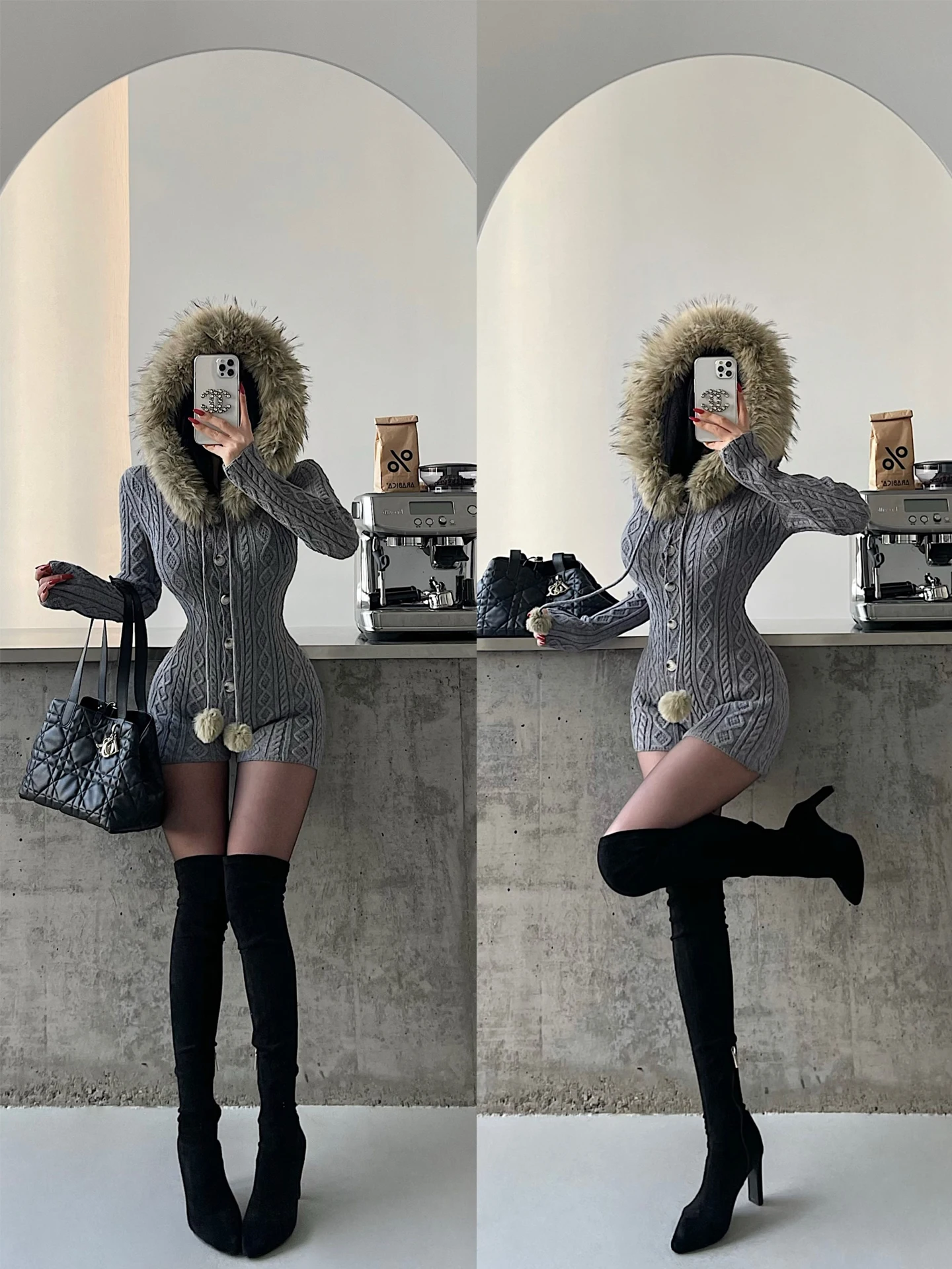 Sexy Knitted Onesie with Fur Collar Dstring Long Sve High Waist orts Young Girl Day Pure Desire Spicy Girl Trendy Outfit
Sexy Knitted Onesie with Fur Collar Dstring Long Sve High Waist orts Young Girl Day Pure Desire Spicy Girl Trendy Outfit