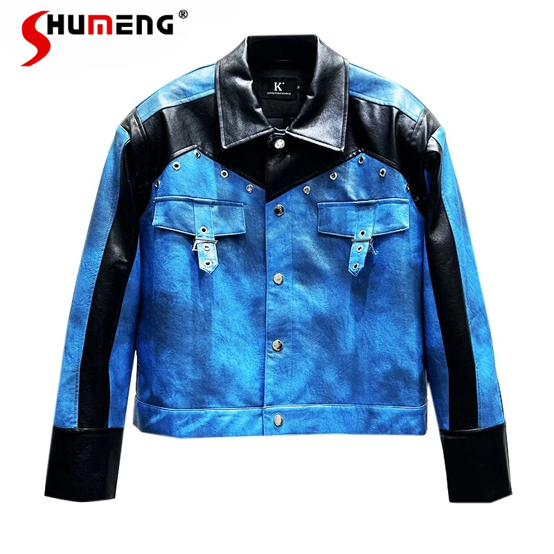 Men's 2025 Autumn Winter New Contrast Color Splicing PU Jackets Men's American Style Motorcycle Trendy Retro Loose Short Coats 
Men's 2025 Autumn Winter New Contrast Color Splicing PU Jackets Men's American Style Motorcycle Trendy Retro Loose Short Coats