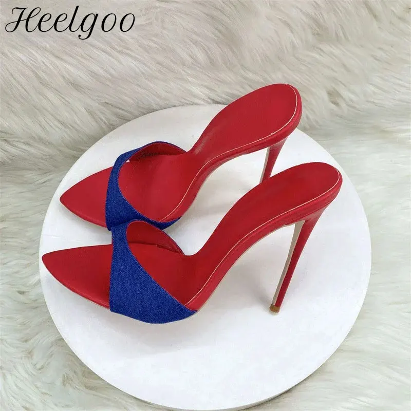 Heelgoo Women’s Denim Blue Pointed-Toe Stiletto Mules 12cm Slim High Heel Red inside Sandals Slip-On Slipper Party Date Night
Heelgoo Women’s Denim Blue Pointed-Toe Stiletto Mules 12cm Slim High Heel Red inside Sandals Slip-On Slipper Party Date Night