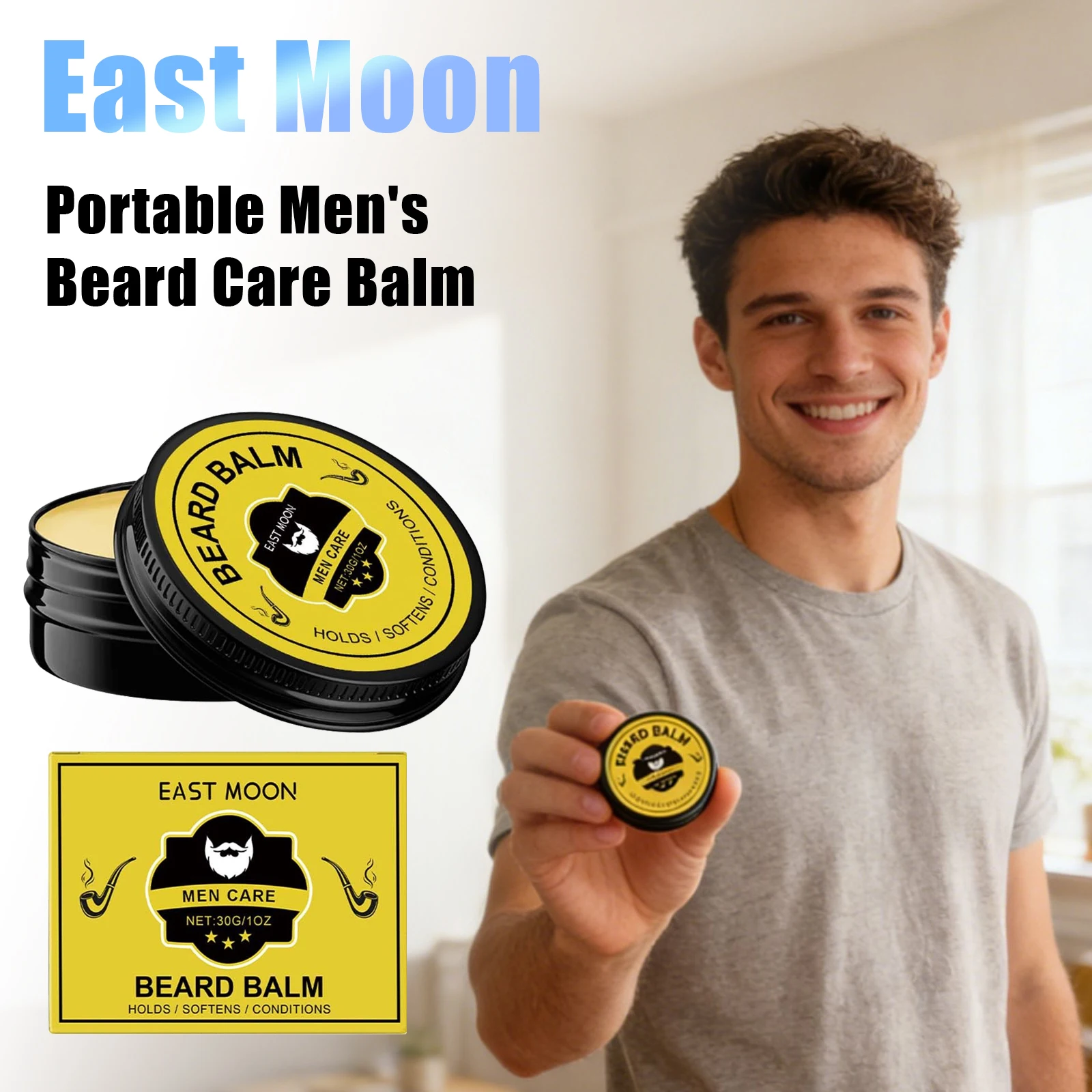 Мужской бальзам для ухода за бородой East Moon, смягчающий питательный, стойкий уклад, улучшающий уход, легкая форма, нелипкий, ежедневный уход за бородой, воск
Мужской бальзам для ухода за бородой East Moon, смягчающий питательный, стойкий уклад, улучшающий уход, легкая форма, нелипкий, ежедневный уход за бородой, воск