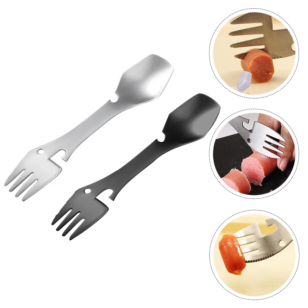 2Pcs StainlessSteelCutlery MultifunctionalForkSpoon CampingSpork HikingUtensils OutdoorKitchenTools DurableTravelDining
2Pcs StainlessSteelCutlery MultifunctionalForkSpoon CampingSpork HikingUtensils OutdoorKitchenTools DurableTravelDining