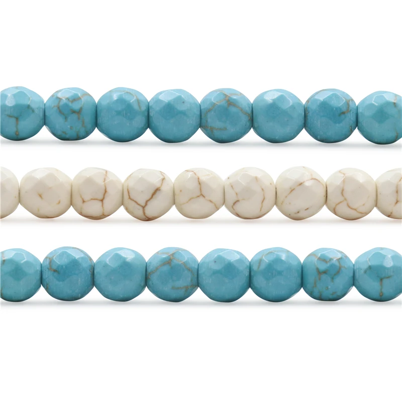 Natural Stone Howlite Blue Turquoise Faceted Round Beads Size 4 6 8 10MM For Jewelry Making DIY Bracelet
Natural Stone Howlite Blue Turquoise Faceted Round Beads Size 4 6 8 10MM For Jewelry Making DIY Bracelet