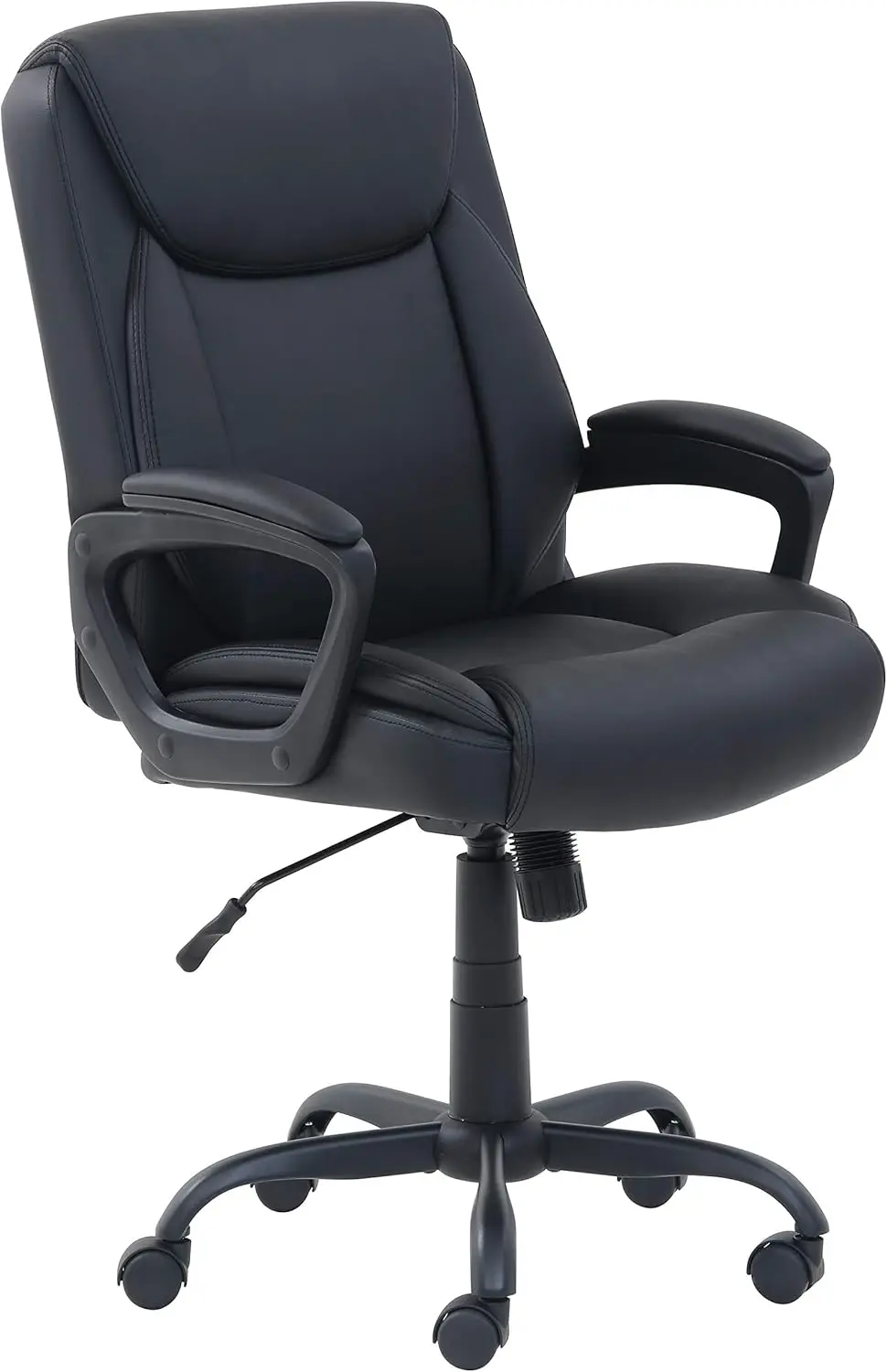 Basics Classic Puresoft PU Padded Mid-Back Height Adjustable Office Computer Desk Chair with Armrest, 26"D x 23.75"W x 42"H
Basics Classic Puresoft PU Padded Mid-Back Height Adjustable Office Computer Desk Chair with Armrest, 26"D x 23.75"W x 42"H