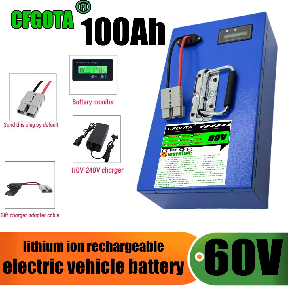 18650 lithium-ion battery, new 60V20AH-100AH, built-in BMS35AH, fast air transportation, application 500W-3000W
18650 lithium-ion battery, new 60V20AH-100AH, built-in BMS35AH, fast air transportation, application 500W-3000W