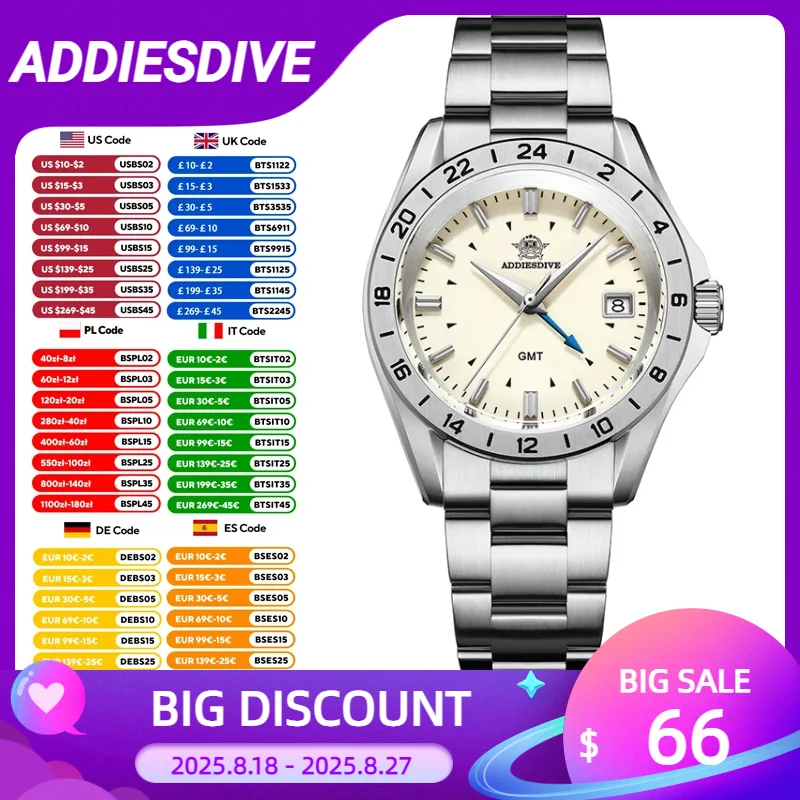 ADDIESDIVE New 38mm Men Watch Sapphire GMT Quartz Movement AD2063 relojes hombre 200m Waterproof Stainless Steel Diving Watches
ADDIESDIVE New 38mm Men Watch Sapphire GMT Quartz Movement AD2063 relojes hombre 200m Waterproof Stainless Steel Diving Watches