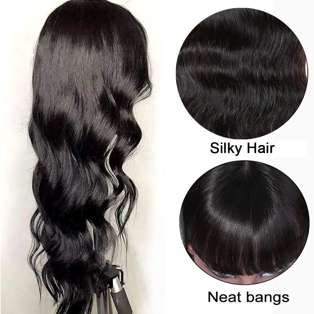 Glueless Body Wave Human Hair Wigs With Bangs Malaysia Hair Machine Made Wavy Wigs For Women Easy To Wear 150% Density Natural Color
Glueless Body Wave Human Hair Wigs With Bangs Malaysia Hair Machine Made Wavy Wigs For Women Easy To Wear 150% Density Natural Color
