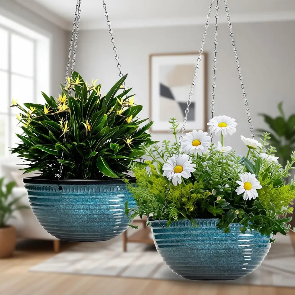 Set of 2 Large 12 Inch Hanging Planters with Drainage, Suitable for Indoor and Outdoor, Glazed Pots for Garden and Home Decor
Set of 2 Large 12 Inch Hanging Planters with Drainage, Suitable for Indoor and Outdoor, Glazed Pots for Garden and Home Decor