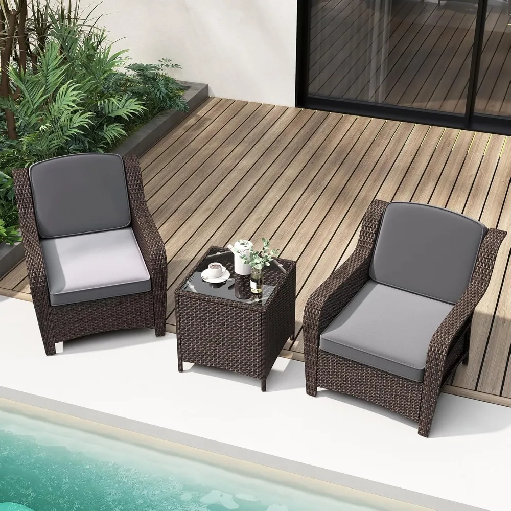 3 Pieces Outdoor Patio Furniture Set, Patiojoy PE Rattan Wicker Chairs with Cushions and Tempered Glass Coffee Table
3 Pieces Outdoor Patio Furniture Set, Patiojoy PE Rattan Wicker Chairs with Cushions and Tempered Glass Coffee Table