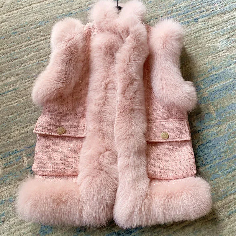 Winter Autumn New Women Imitation Fox Fur Young Vest Coat Female Sweet Pink Blue White Wasitcoat
Winter Autumn New Women Imitation Fox Fur Young Vest Coat Female Sweet Pink Blue White Wasitcoat