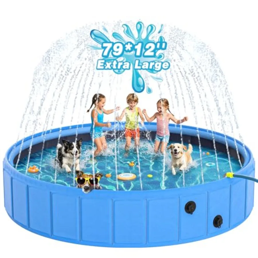 Large Foldable Dog Pool 0.55MM PVC, Blue, 2-in-1 Portable Bathtub Sprinkler for Dogs Cats Heavy Duty Non-Slip Summer Water Toy
Large Foldable Dog Pool 0.55MM PVC, Blue, 2-in-1 Portable Bathtub Sprinkler for Dogs Cats Heavy Duty Non-Slip Summer Water Toy