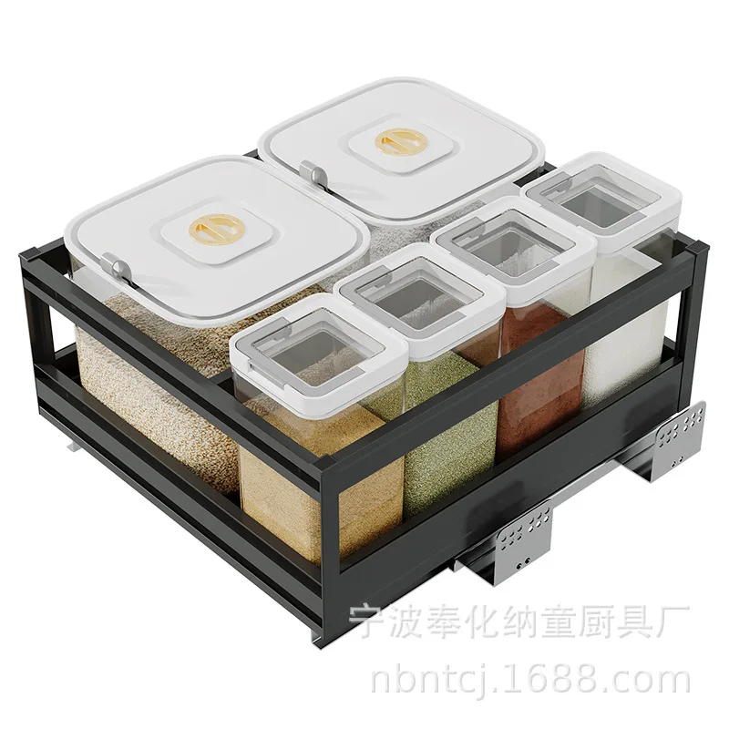 Kitchen cabinet embedded double-layer rice noodle box pull basket aluminum alloy kitchen drawer type rice noodle box rice bucket
Kitchen cabinet embedded double-layer rice noodle box pull basket aluminum alloy kitchen drawer type rice noodle box rice bucket