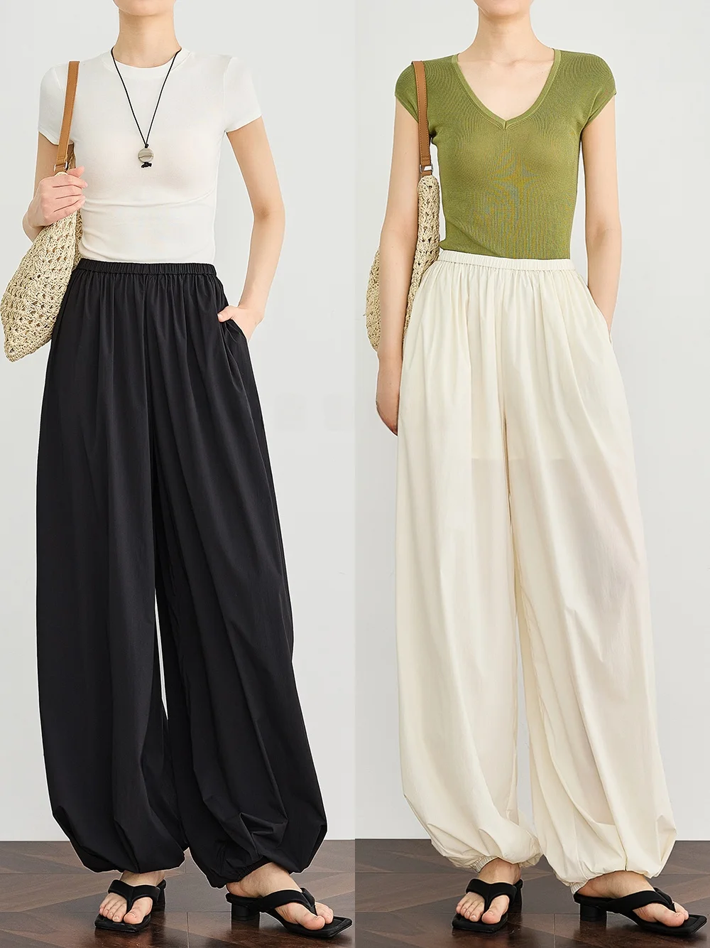 FALIN Women's Loose Wide Leg Pants Elastic Waist Thin Design Long Length Casual Lantern Pants Korean Sle High Waist
FALIN Women's Loose Wide Leg Pants Elastic Waist Thin Design Long Length Casual Lantern Pants Korean Sle High Waist