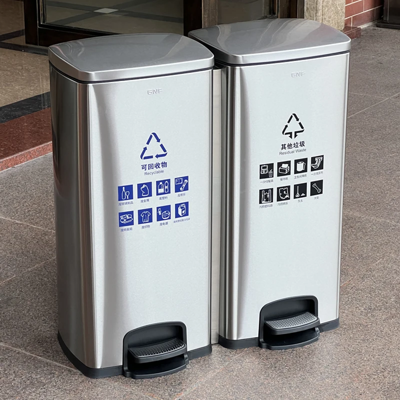 Stainless steel trash can Large capacity shopping mall Company corridor Dry and wet classification Double bucket with lid
Stainless steel trash can Large capacity shopping mall Company corridor Dry and wet classification Double bucket with lid