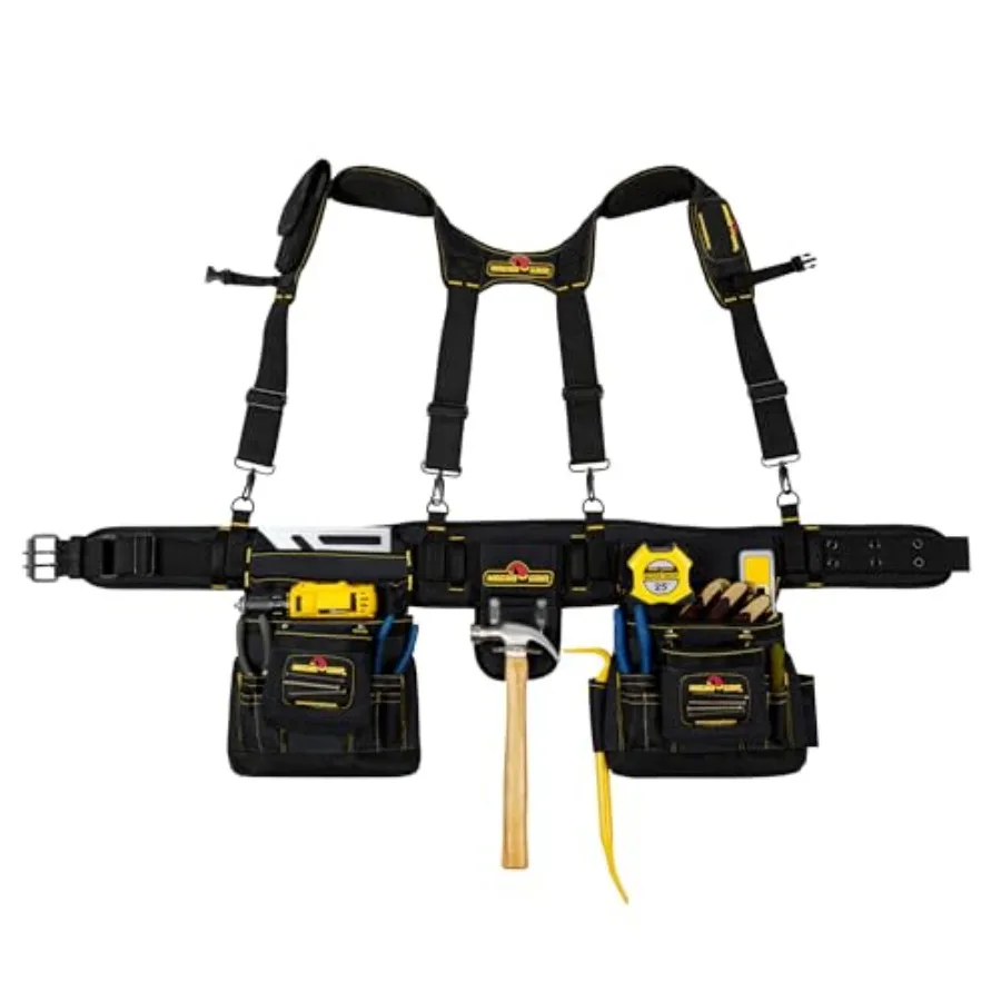 20-Pocket Builder's Tool Rig with Magnetic Storage—Heavy-Duty 1680D Polyester Tool Belt with Padded Suspenders Rivet Reinforced
20-Pocket Builder's Tool Rig with Magnetic Storage—Heavy-Duty 1680D Polyester Tool Belt with Padded Suspenders Rivet Reinforced