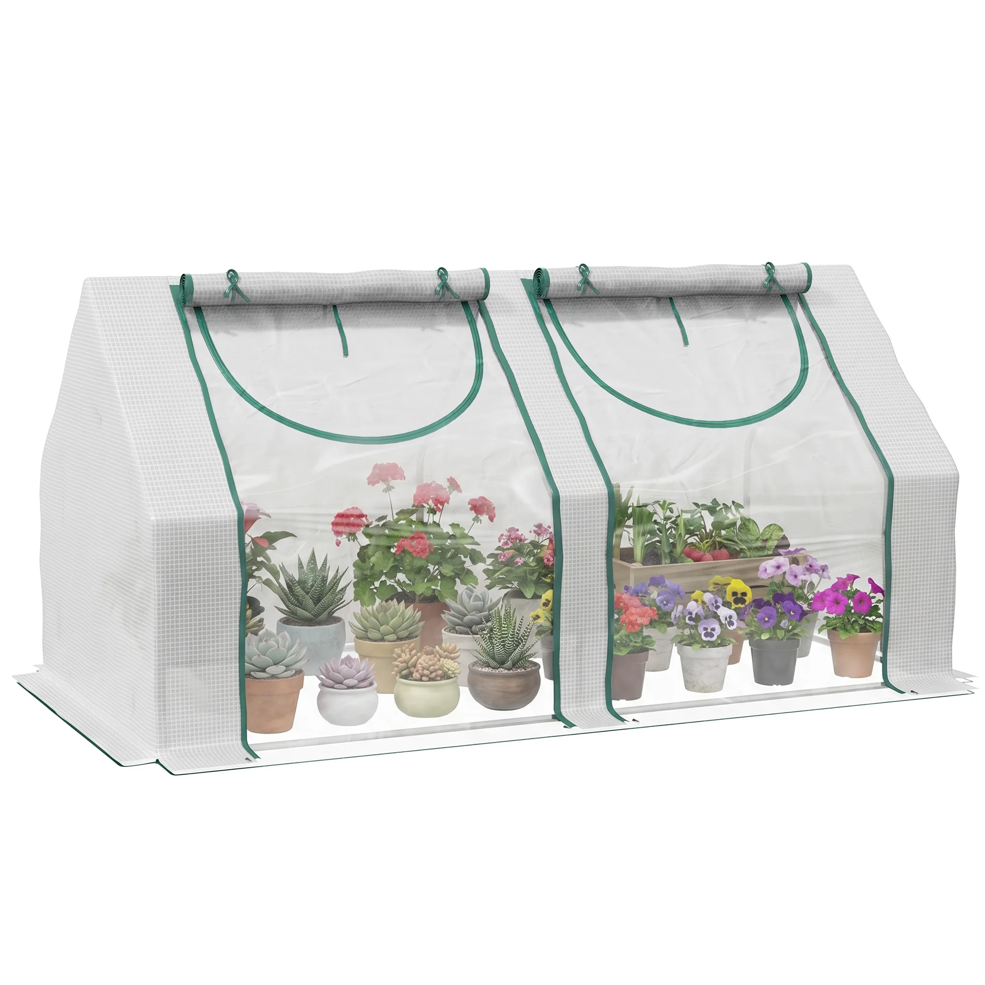 6' X 3' X 3' Portable Greenhouse, Garden Hot House with Two Pe/Pvc Covers and 2 Roll up Windows, Clear
6' X 3' X 3' Portable Greenhouse, Garden Hot House with Two Pe/Pvc Covers and 2 Roll up Windows, Clear