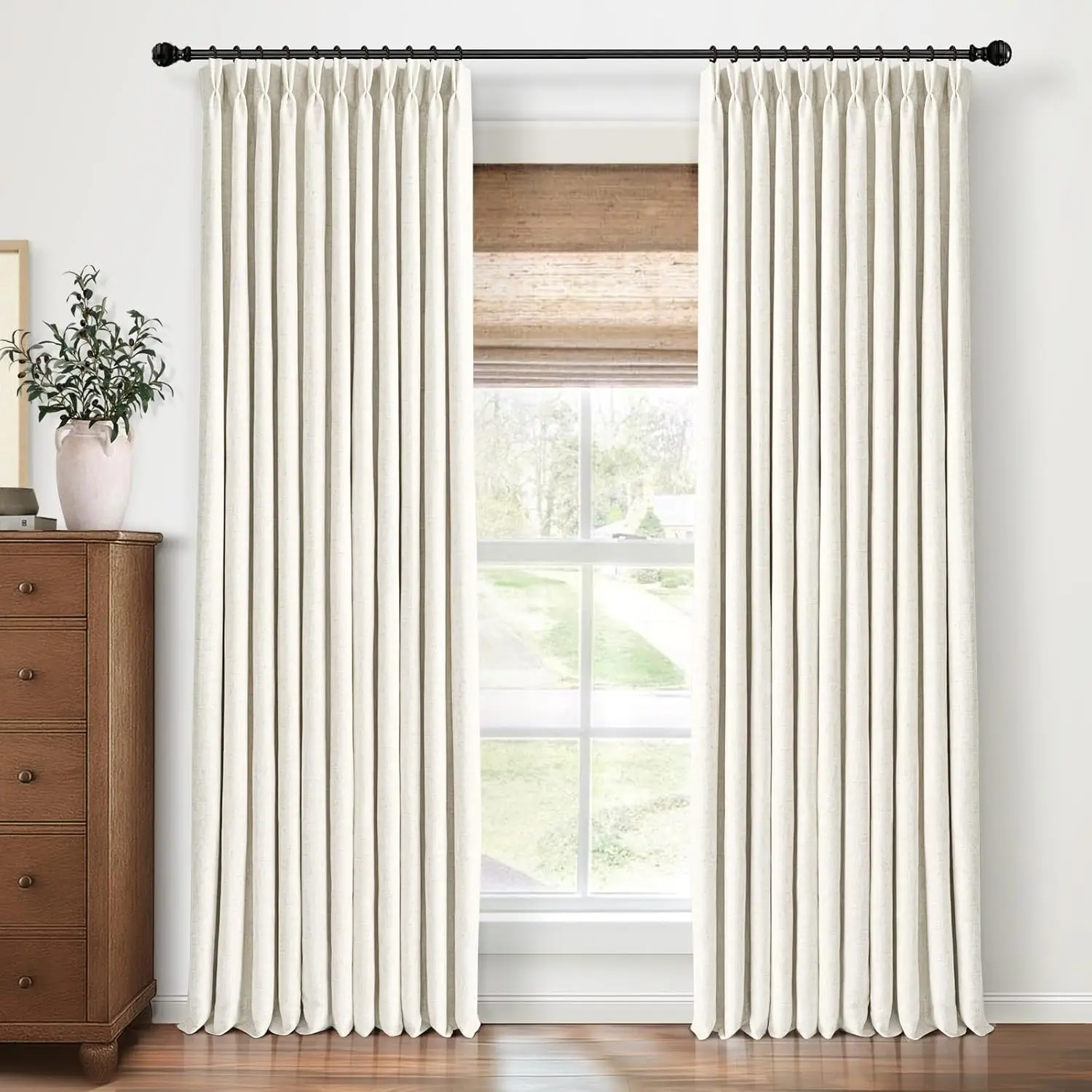 Pinch Pleated Curtains Blackout, Linen Blackout Curtains 108 inches Long 2 Panels Set for Bedroom, Thermal Insulated Pin
Pinch Pleated Curtains Blackout, Linen Blackout Curtains 108 inches Long 2 Panels Set for Bedroom, Thermal Insulated Pin
