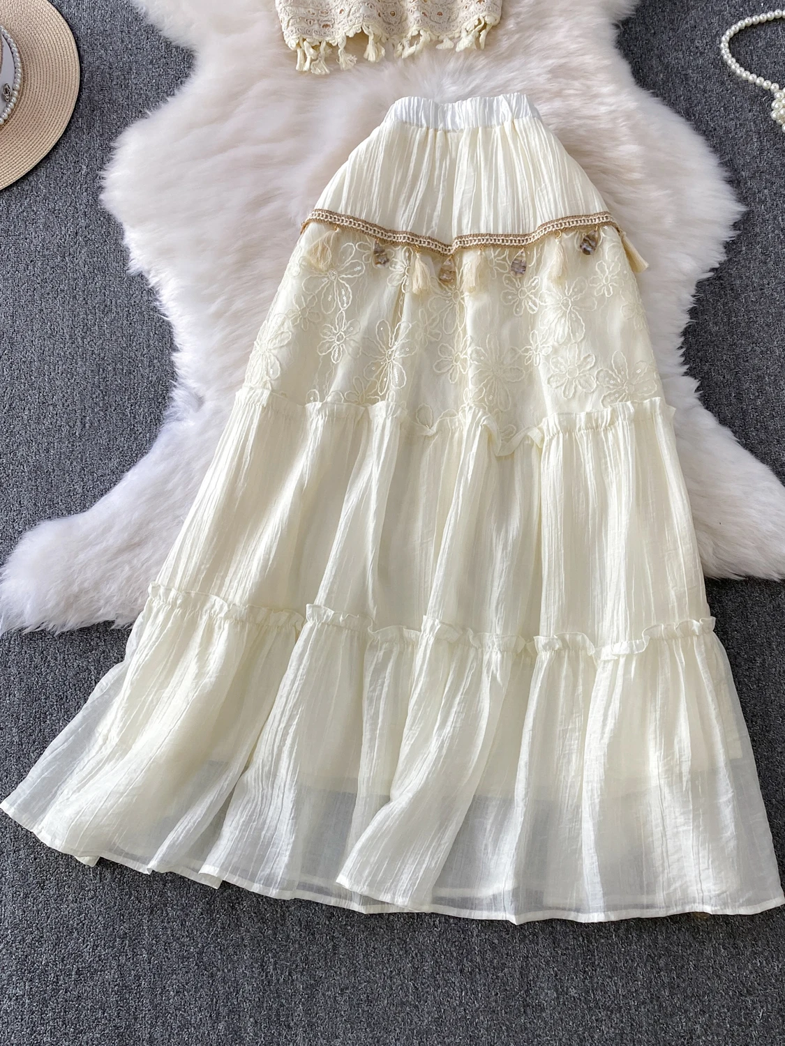 N Sle укороченный топ с бахромой и юбка с высокой талией, комплект V Ne, летний модный наряд из двух предметов для молодых женщин 
N Sle укороченный топ с бахромой и юбка с высокой талией, комплект V Ne, летний модный наряд из двух предметов для молодых женщин