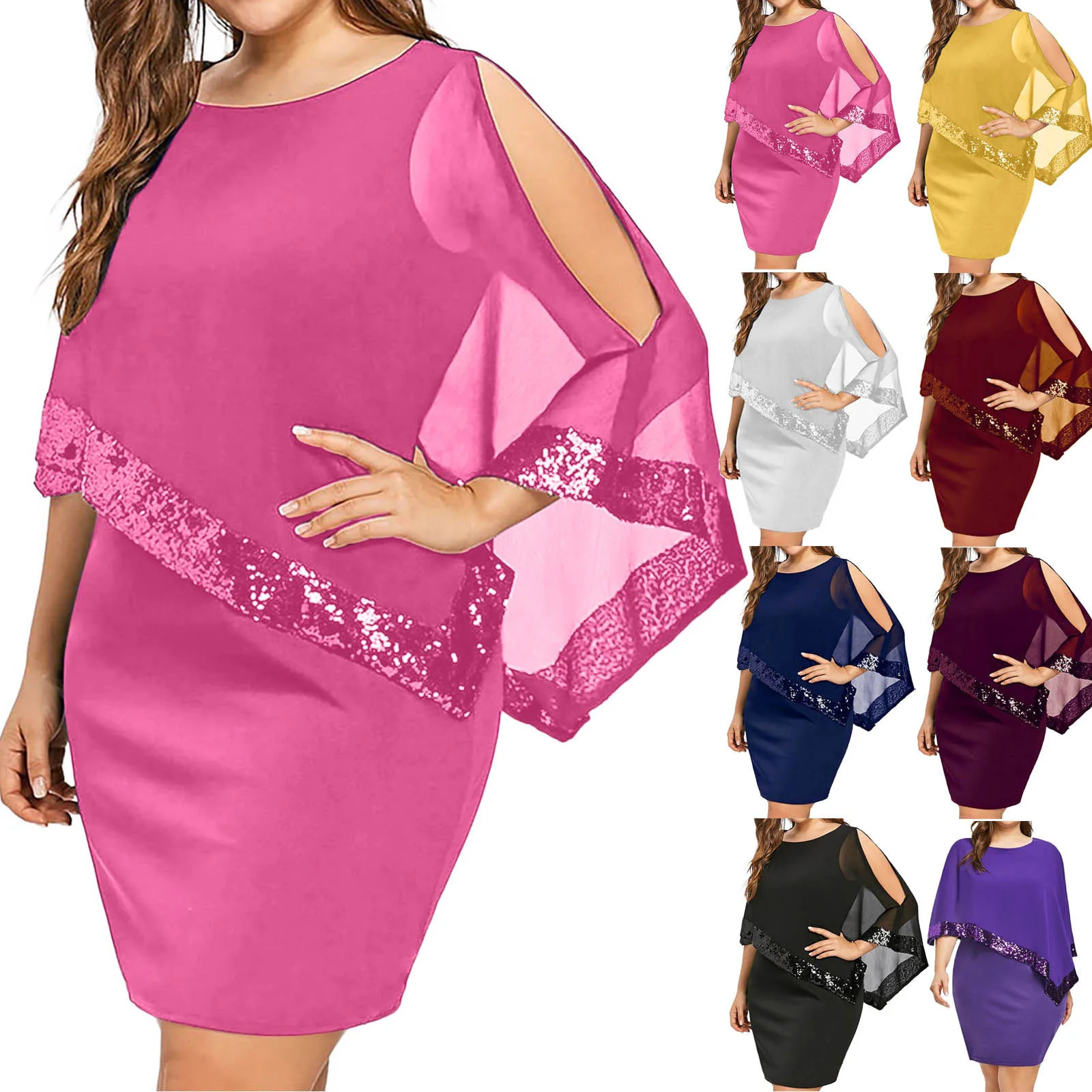 Women's Dress O-neck Fake Two-piece Chiffon Hip Red Medium Sleeve Black Elegant Large Size Midi Skirt for Female
Women's Dress O-neck Fake Two-piece Chiffon Hip Red Medium Sleeve Black Elegant Large Size Midi Skirt for Female