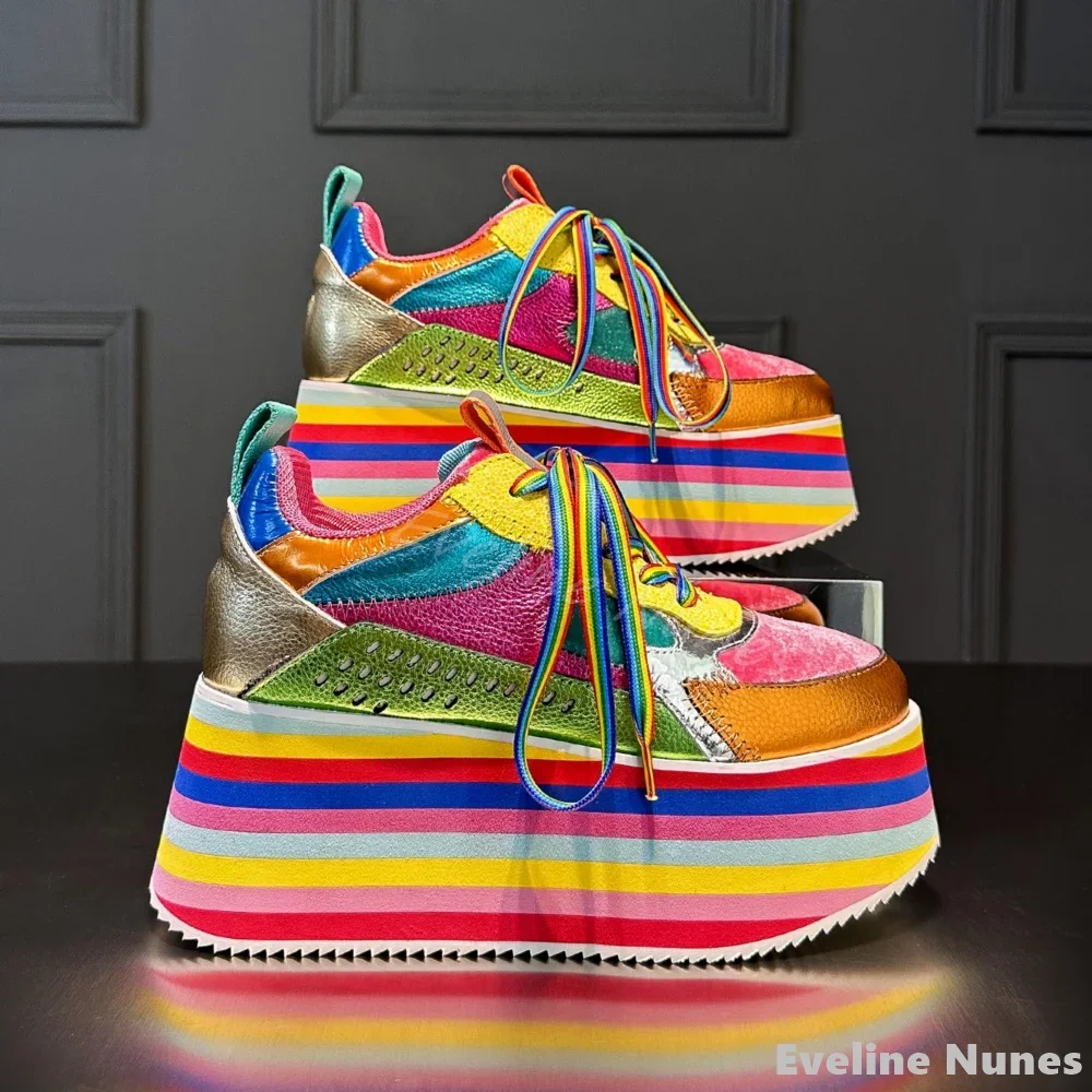 Rainbow Color Platform Casual Shoes Women Round Toe Cross Tied Height Increasing Sneakers 2025 Spring Autumn New Anti-slip Boots
Rainbow Color Platform Casual Shoes Women Round Toe Cross Tied Height Increasing Sneakers 2025 Spring Autumn New Anti-slip Boots