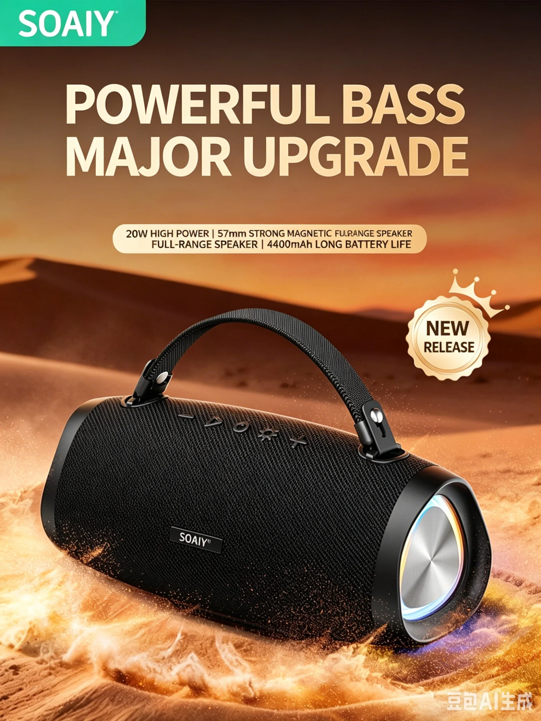 SOAIY S-36MAX+ 20W Portable Bluetooth Speakers IP65 Waterproof 4400mAh RGB Light TWS Stereo Subwoofer for Outdoor Party Camping
SOAIY S-36MAX+ 20W Portable Bluetooth Speakers IP65 Waterproof 4400mAh RGB Light TWS Stereo Subwoofer for Outdoor Party Camping