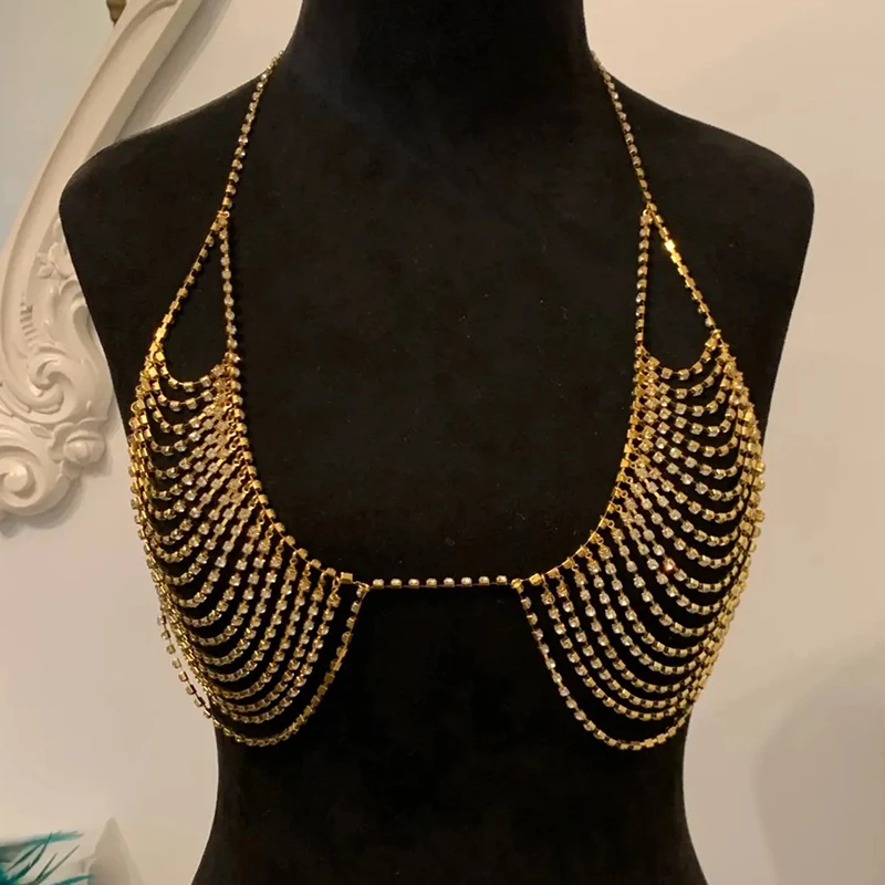 Fashionable Multi-Layer Rhinestone Body Chain Sexy Nightclub Bra Women's Body Jewelry Accessory
Fashionable Multi-Layer Rhinestone Body Chain Sexy Nightclub Bra Women's Body Jewelry Accessory