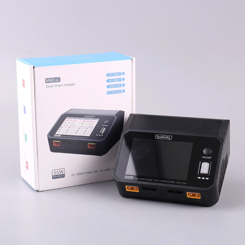 ToolkitRC M6DAC 7.4v Lipo battery charger Dual Channel RC Model Intelligent Smart Balanced Charger for 1-6S LiHV NiMh Battery
ToolkitRC M6DAC 7.4v Lipo battery charger Dual Channel RC Model Intelligent Smart Balanced Charger for 1-6S LiHV NiMh Battery
