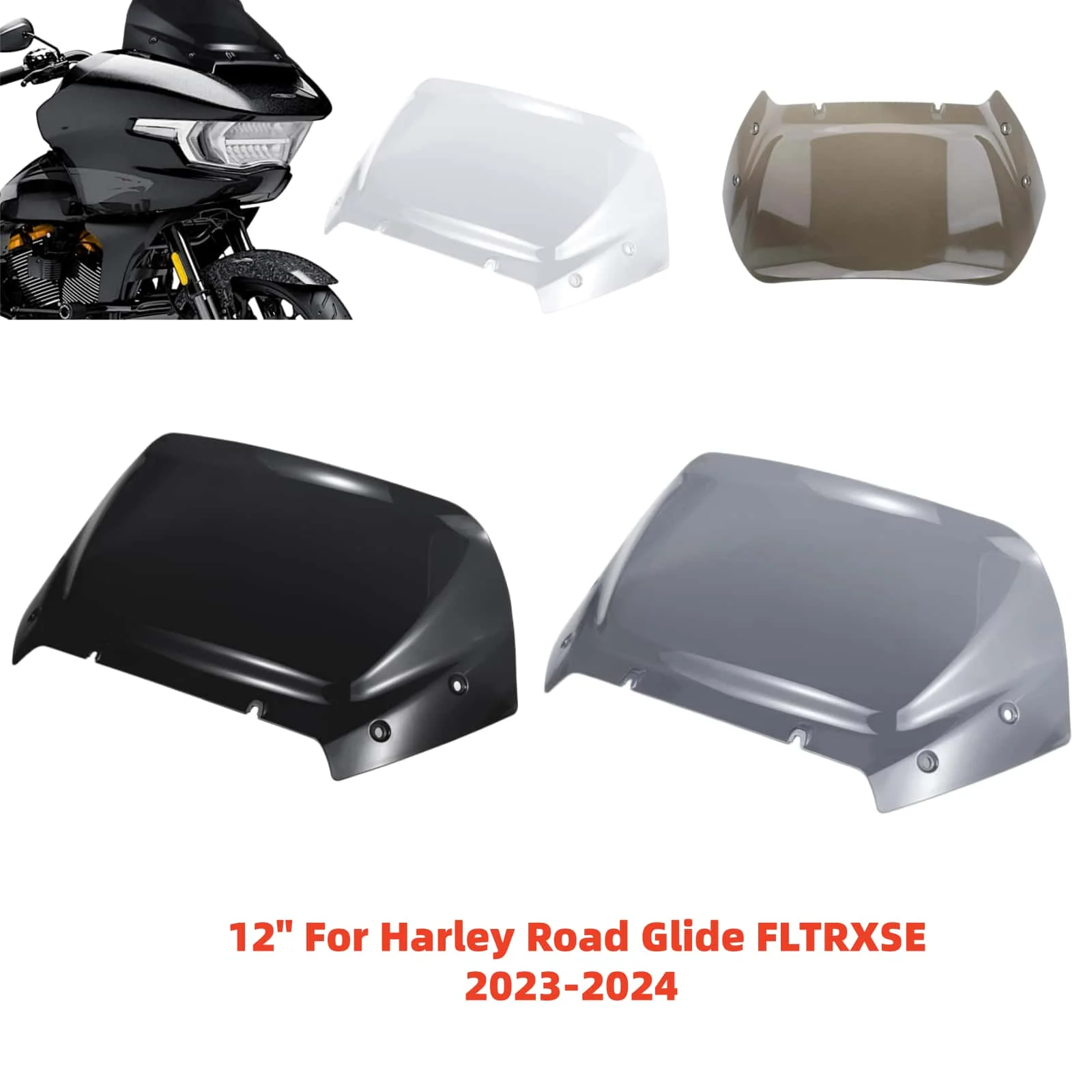 12"Front Upper Fairing Windshield Splitter Deflector Windscreen Accessories Moto For Harley Road Glide FLHX/I CVO FLHXSE 2023-24
12"Front Upper Fairing Windshield Splitter Deflector Windscreen Accessories Moto For Harley Road Glide FLHX/I CVO FLHXSE 2023-24