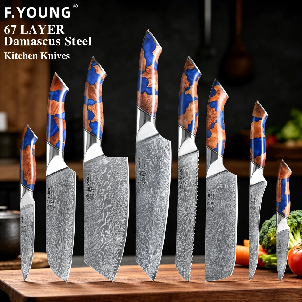 F.YOUNG Professional Chef Knife Damascus Steel Japanese Kitchen Knives Slicer Cleaver Utility Fruit Cooking Kitchenware Utensils
F.YOUNG Professional Chef Knife Damascus Steel Japanese Kitchen Knives Slicer Cleaver Utility Fruit Cooking Kitchenware Utensils