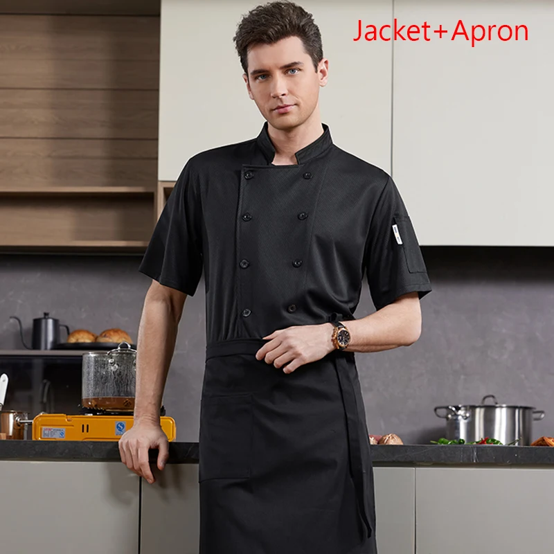 Uniform Set Chef's coat & apron for Hotel Restaurant Culinary Uniform Short Sleeve Cook Jacket for Kitchen Bakery Dining Experts
Uniform Set Chef's coat & apron for Hotel Restaurant Culinary Uniform Short Sleeve Cook Jacket for Kitchen Bakery Dining Experts