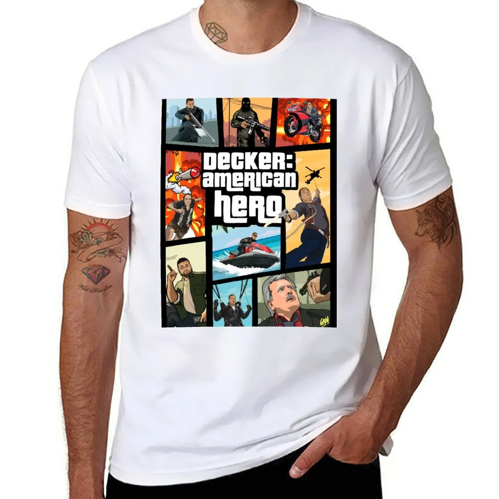 Decker: American Hero, original On Cinema Artwork T-Shirt man t shirts high quality luxury brand man t shirt designer T-Shirt
Decker: American Hero, original On Cinema Artwork T-Shirt man t shirts high quality luxury brand man t shirt designer T-Shirt