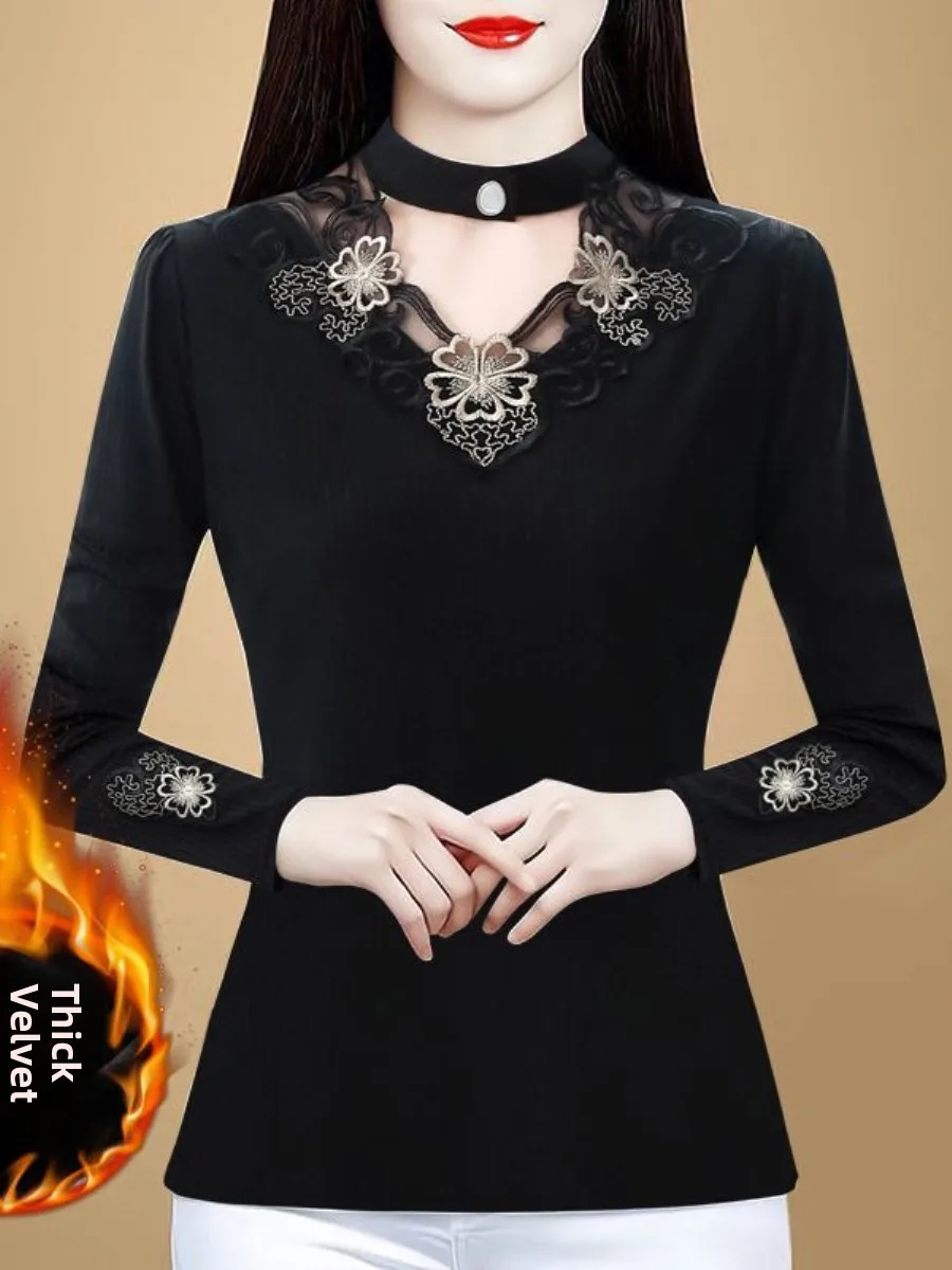 Thickened Fleece Warm Underwear Top Women's Lace Tight Fit Outerwear Half High Collar Multi-piece Set Autumn Winter Essential
Thickened Fleece Warm Underwear Top Women's Lace Tight Fit Outerwear Half High Collar Multi-piece Set Autumn Winter Essential