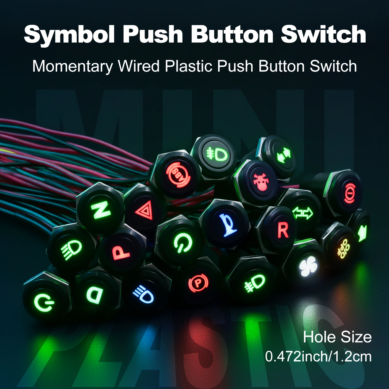 FILN 12mm Plastic Button IP65 Symbol Push Button Switch Waterproof Momentary for Racing Car & Boat - Dashboard Warning
FILN 12mm Plastic Button IP65 Symbol Push Button Switch Waterproof Momentary for Racing Car & Boat - Dashboard Warning