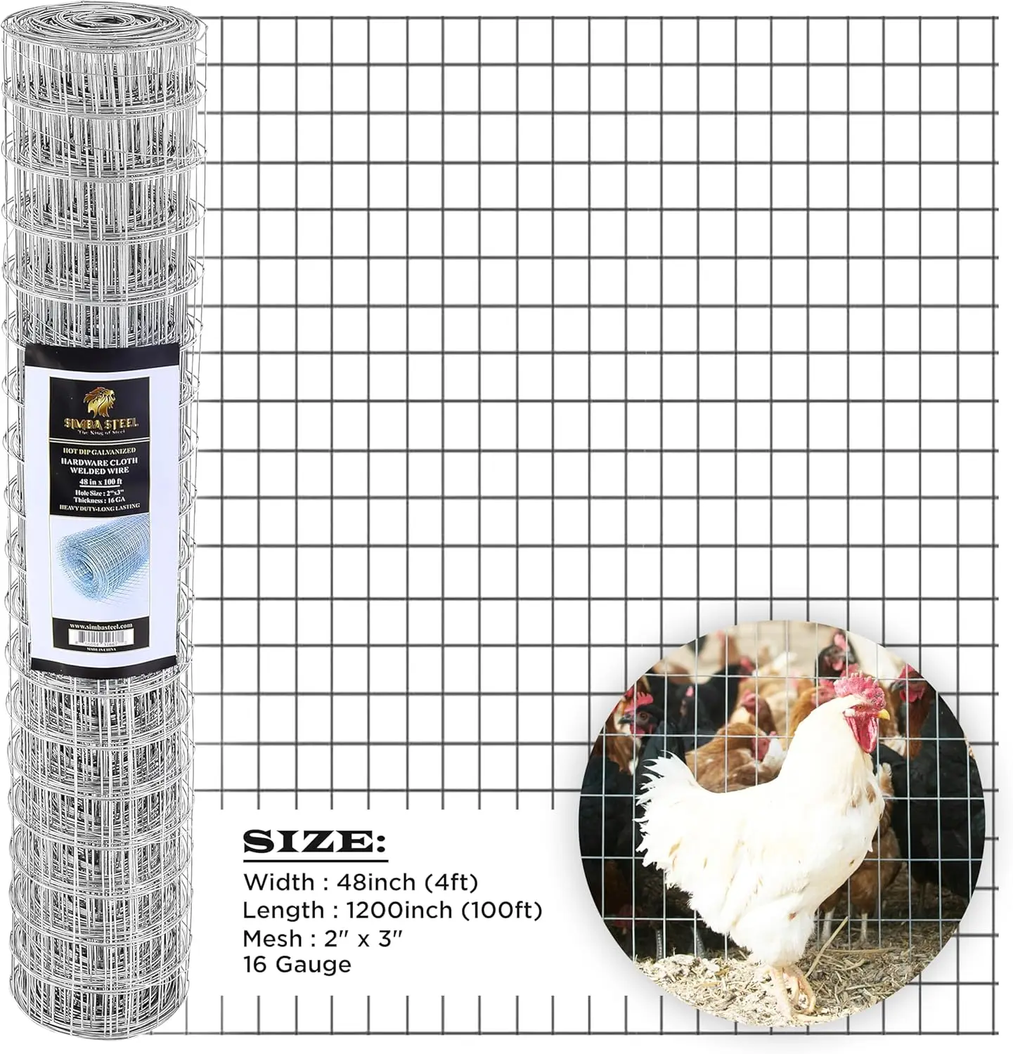 48” x 100 FT Hardware Cloth 2 x 3 inch Mesh 16 Gauge Hot Dip Galvanised Wire Mesh Rust Proof Welded Cage Wire Rolls for Garden,
48” x 100 FT Hardware Cloth 2 x 3 inch Mesh 16 Gauge Hot Dip Galvanised Wire Mesh Rust Proof Welded Cage Wire Rolls for Garden,