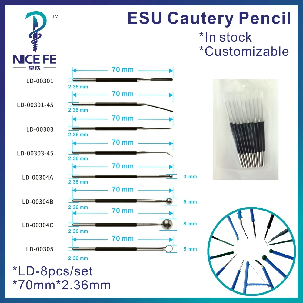 10pcs/pack Reusable ESU pencil cautery Needle Electrosurgical blade electrode 70mm*2.36mm Electrocoagulator Electrocautery
10pcs/pack Reusable ESU pencil cautery Needle Electrosurgical blade electrode 70mm*2.36mm Electrocoagulator Electrocautery