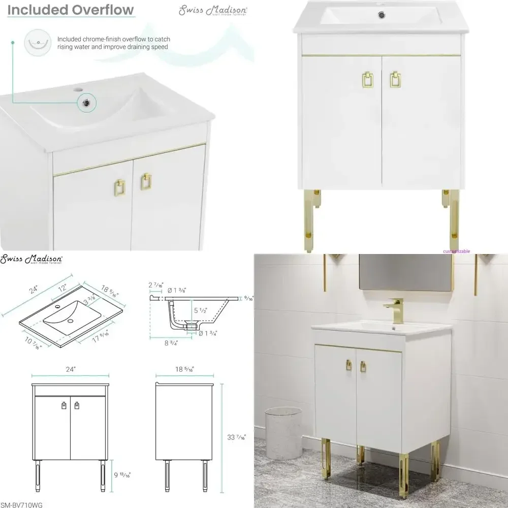 Белый и золотой туалетный столик для ванной комнаты 24 дюйма с зеркалом с подсветкой
Белый и золотой туалетный столик для ванной комнаты 24 дюйма с зеркалом с подсветкой