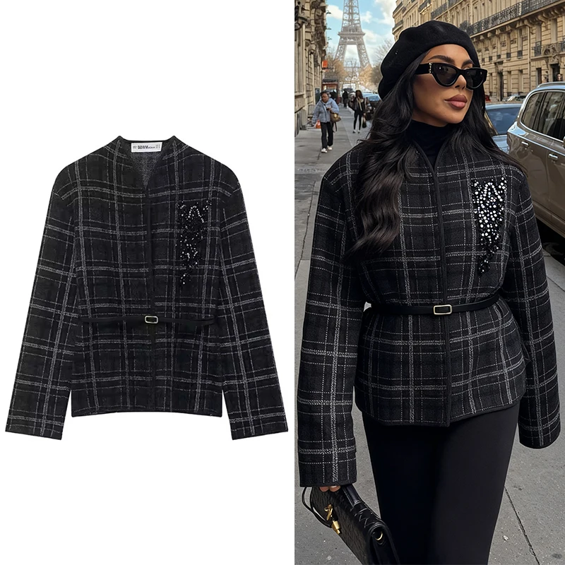 Женская вязаная куртка в клетку, осень-зима 202, женское пальто с длинным рукавом и поясом, куртки, женская уличная одежда, повседневная новая верхняя одежда
Женская вязаная куртка в клетку, осень-зима 202, женское пальто с длинным рукавом и поясом, куртки, женская уличная одежда, повседневная новая верхняя одежда