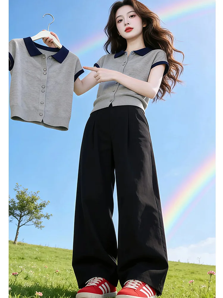 Gray Splice Collar Short Sleeve Knitted Open Cardigan Women's Loose Fashionable Top Casual Style Summer 2026 New Arrival
Gray Splice Collar Short Sleeve Knitted Open Cardigan Women's Loose Fashionable Top Casual Style Summer 2026 New Arrival
