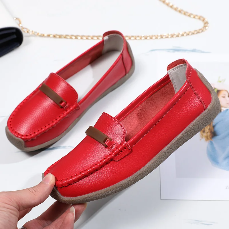 Fashion Red Leather Loafer Shoes For Women Soft Flat Leather Shoes Female Comfort Lightweight Single Shoes Women's Casual Shoes
Fashion Red Leather Loafer Shoes For Women Soft Flat Leather Shoes Female Comfort Lightweight Single Shoes Women's Casual Shoes