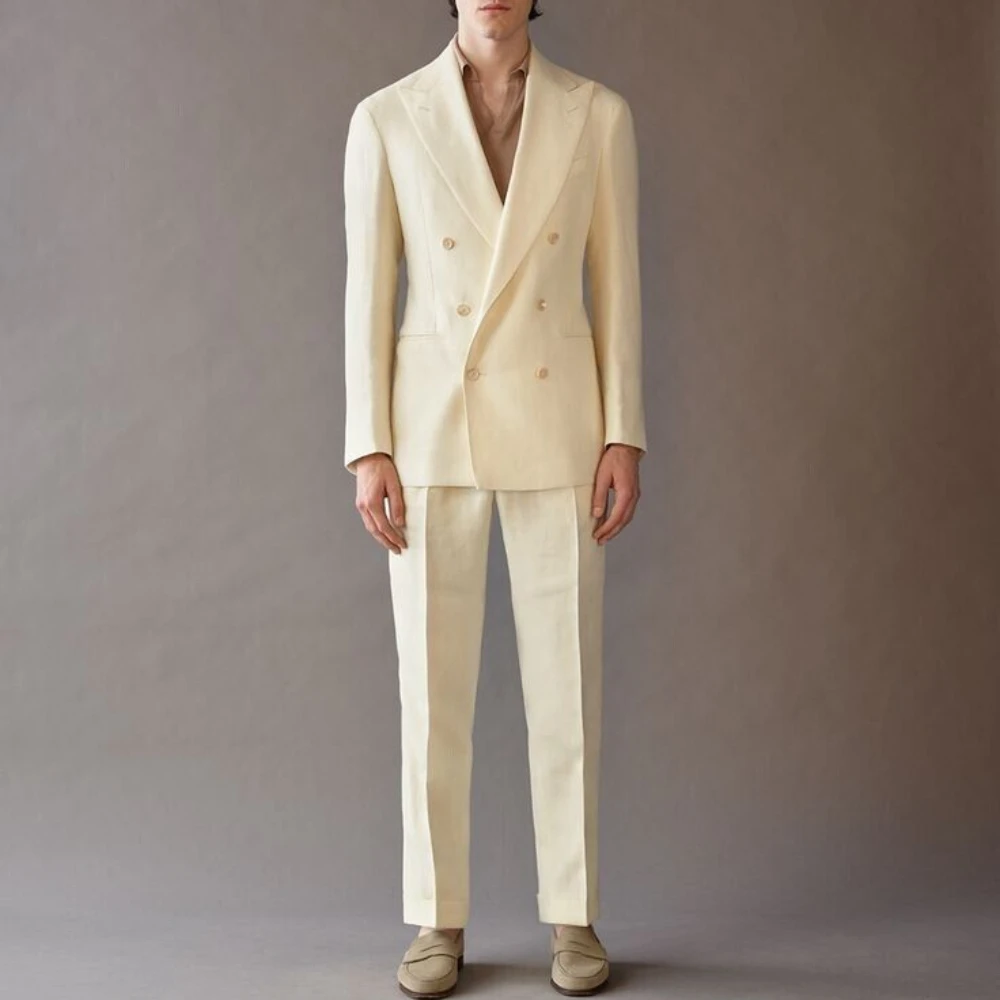 High End Suit For Men Cream Double Breasted Tuxedo Wedding Party Prom Beach Casual Business Suit two Piece Jacket Pant
High End Suit For Men Cream Double Breasted Tuxedo Wedding Party Prom Beach Casual Business Suit two Piece Jacket Pant
