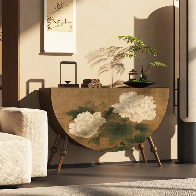 Solid wood porch cabinet, dining side cabinet, retro peony semi-round storage cabinet, new Chinese bedroom locker
Solid wood porch cabinet, dining side cabinet, retro peony semi-round storage cabinet, new Chinese bedroom locker