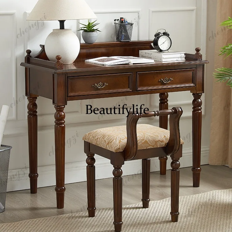 American-style solid wood desk, European vintage computer desk, student home office small apartment dressing table
American-style solid wood desk, European vintage computer desk, student home office small apartment dressing table