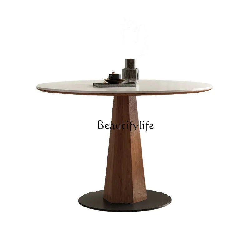 Medieval style round Delifeng rock slab dining table solid wood retro modern simple round table
Medieval style round Delifeng rock slab dining table solid wood retro modern simple round table