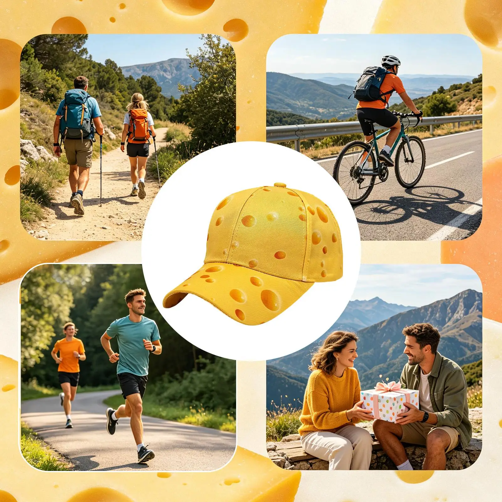 Cheese Head Hat Fun Cheese Print Unisex Adjustable Caps Women Sunshade Hats For Hiking Camping Fishing Cycling Golfers Tennis
Cheese Head Hat Fun Cheese Print Unisex Adjustable Caps Women Sunshade Hats For Hiking Camping Fishing Cycling Golfers Tennis