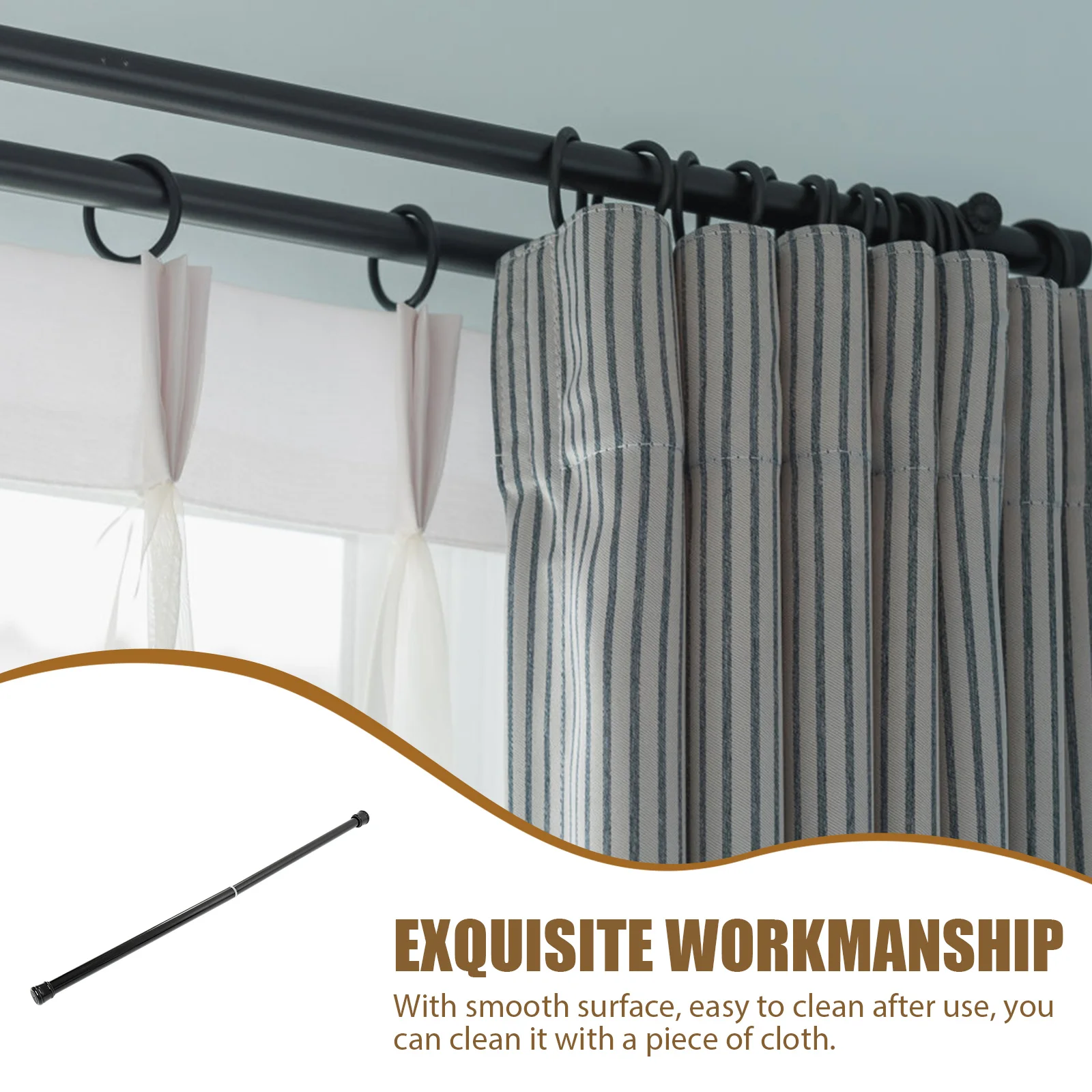 Shower Curtain Rod Extendable Clothes Rail Bathroom Hanger Black White Random Telescopic Moisture Proof Rust Resistant
Shower Curtain Rod Extendable Clothes Rail Bathroom Hanger Black White Random Telescopic Moisture Proof Rust Resistant